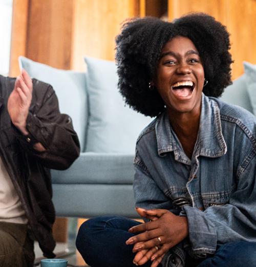 Friends laughing together